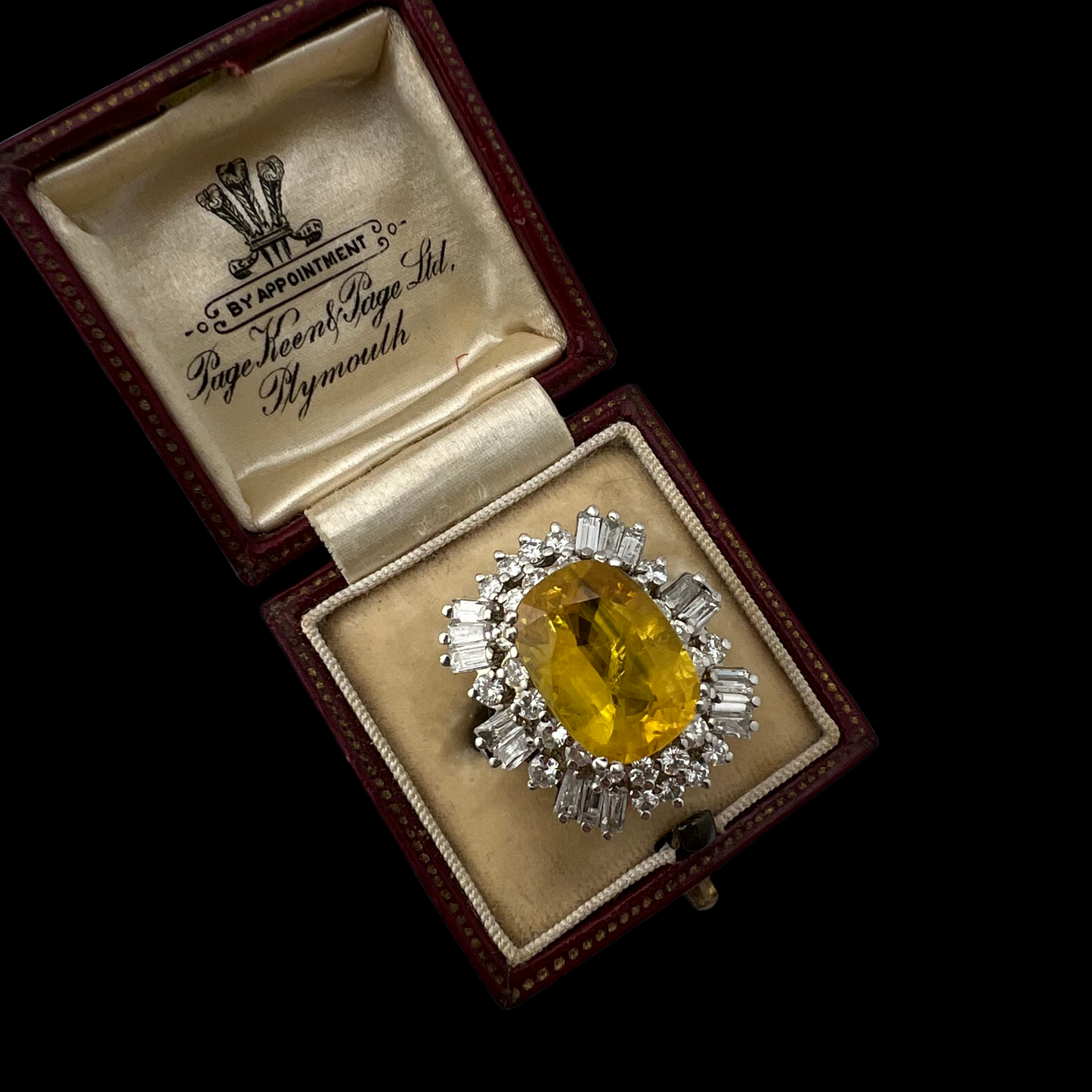 20th C. Yellow Sapphire & Diamond Ring