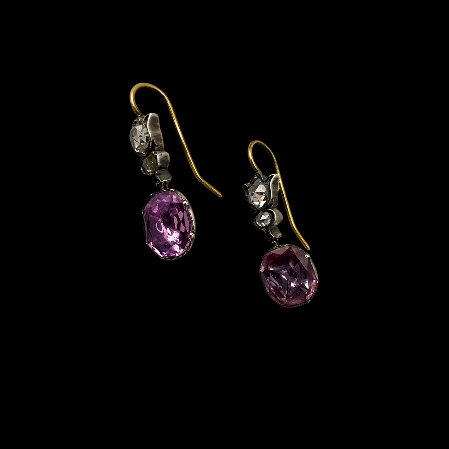 Georgian Pink Topaz & Diamond Earrings