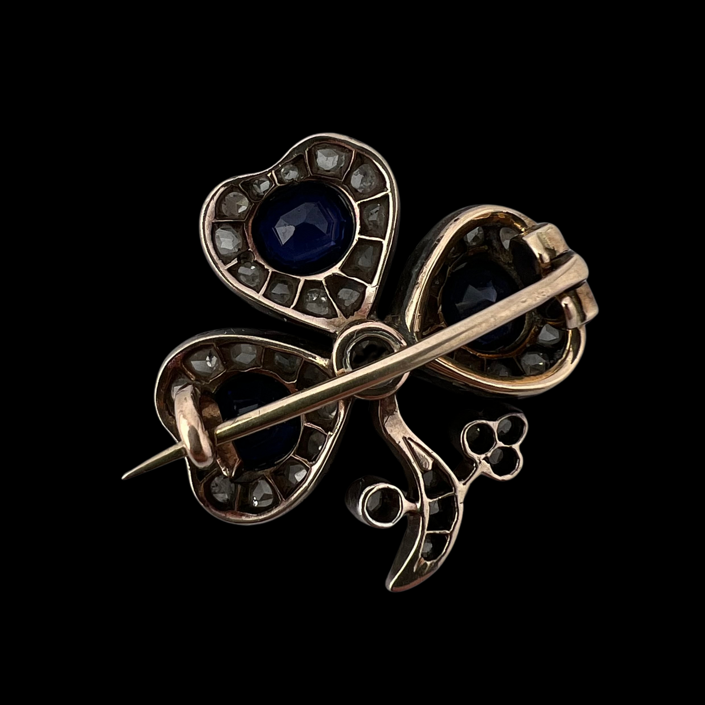Victorian Sapphire & Diamond Clover Brooch