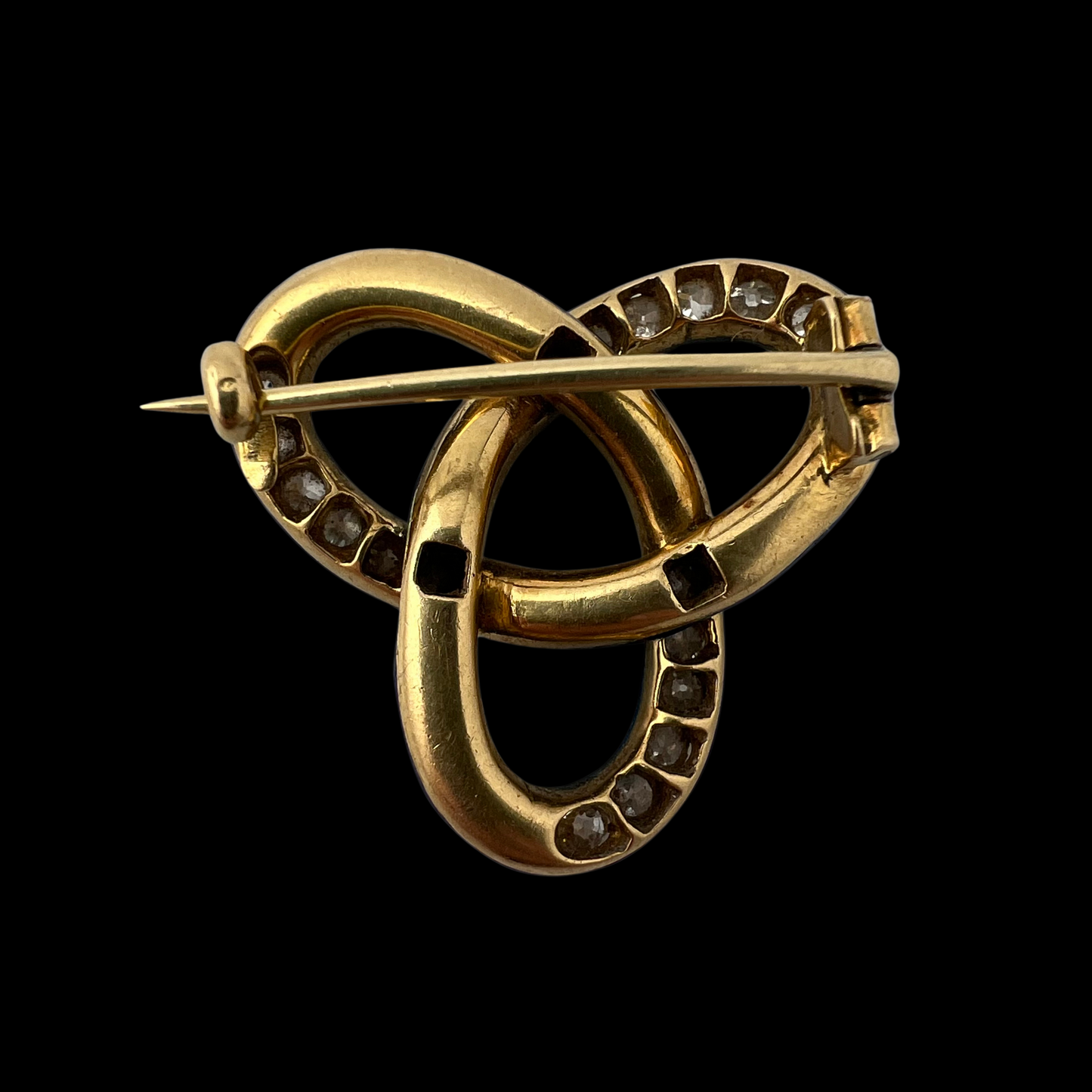 Victorian Enamel and Diamond Trinity Brooch