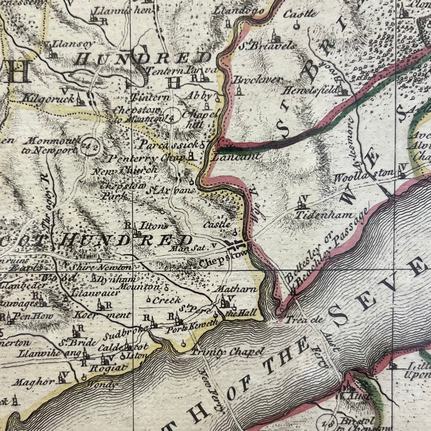Antique Coloured Map of Gloucester & Monmouth