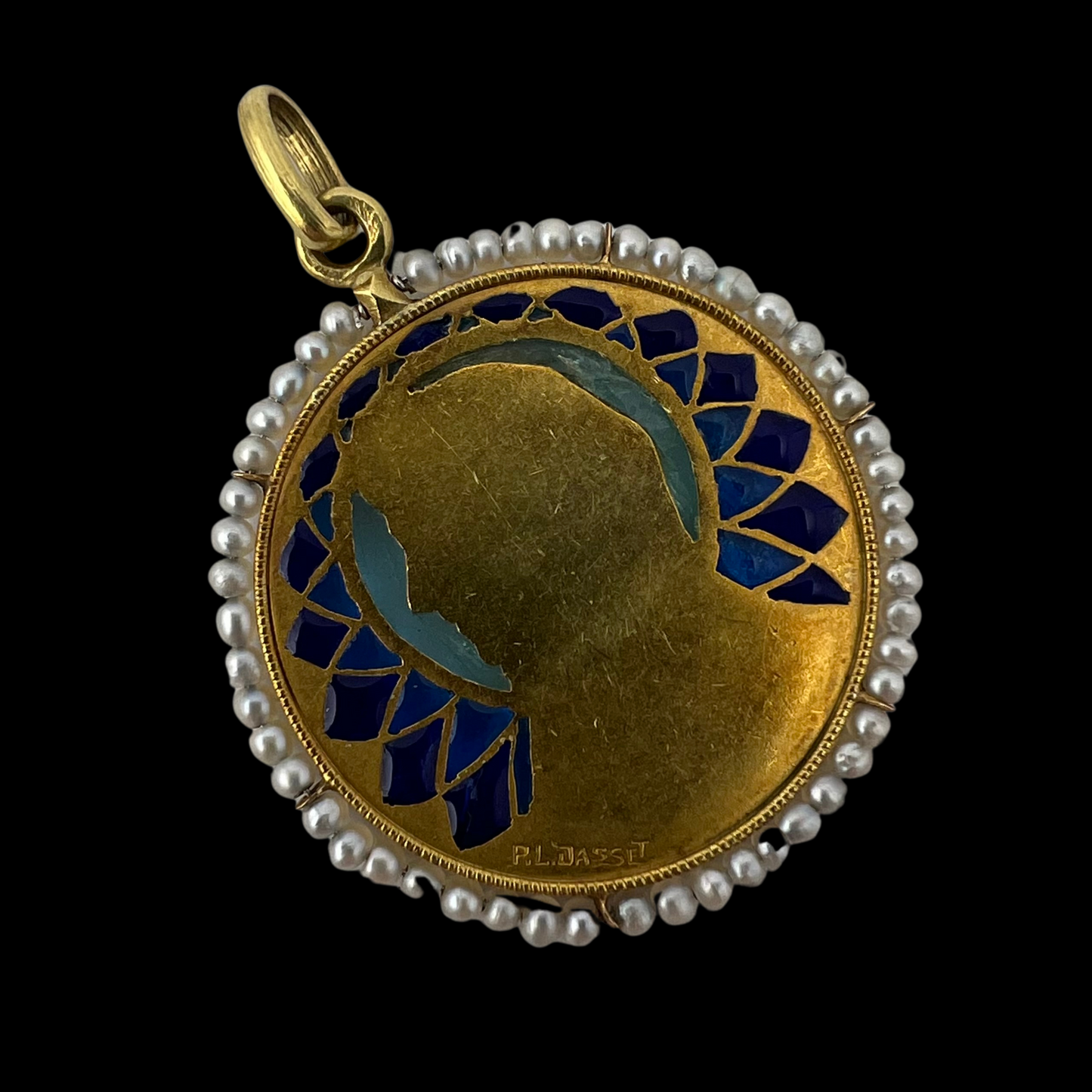 Art Nouveau Plique-a-Jour Pendant by P.L.Dasset