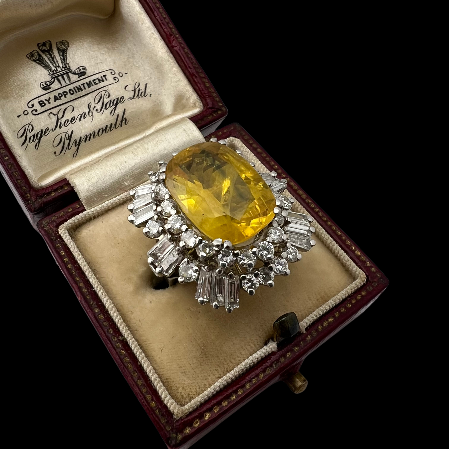 20th C. Yellow Sapphire & Diamond Ring