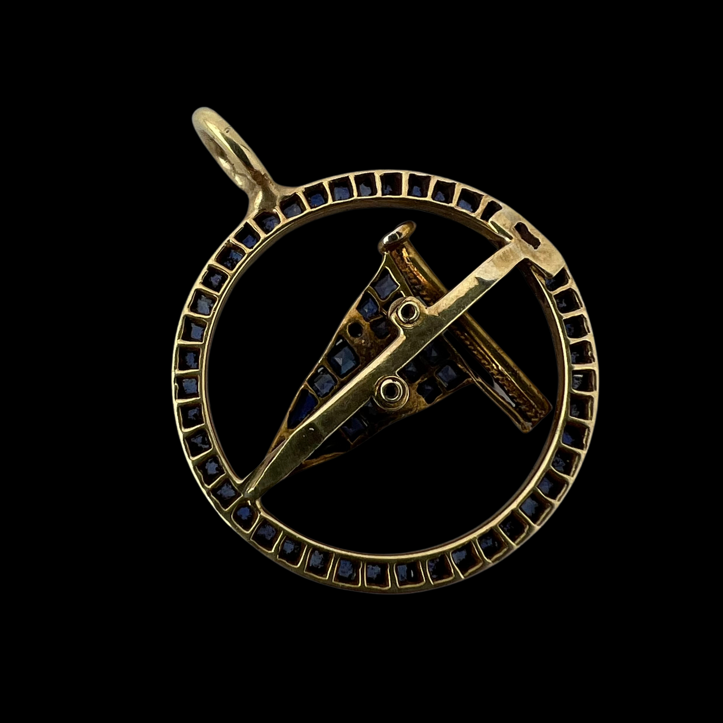 20th C. Sapphire & Diamond Nautical Flag Pendant/Charm