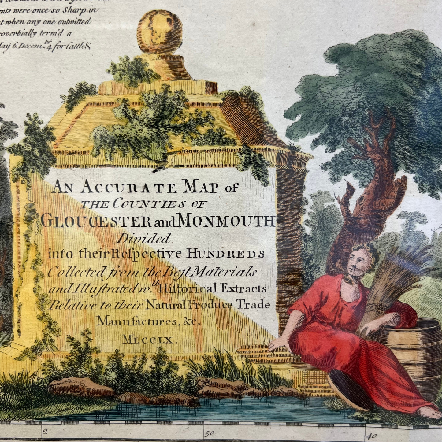 Antique Coloured Map of Gloucester & Monmouth