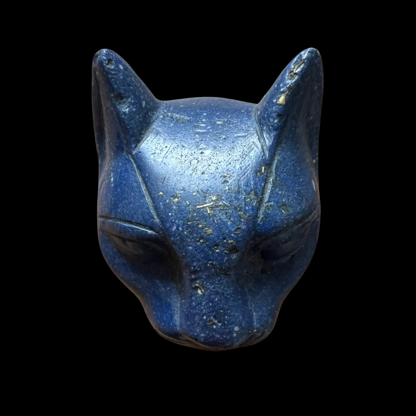 Antique Egyptian Carved Lapis Cat's Head