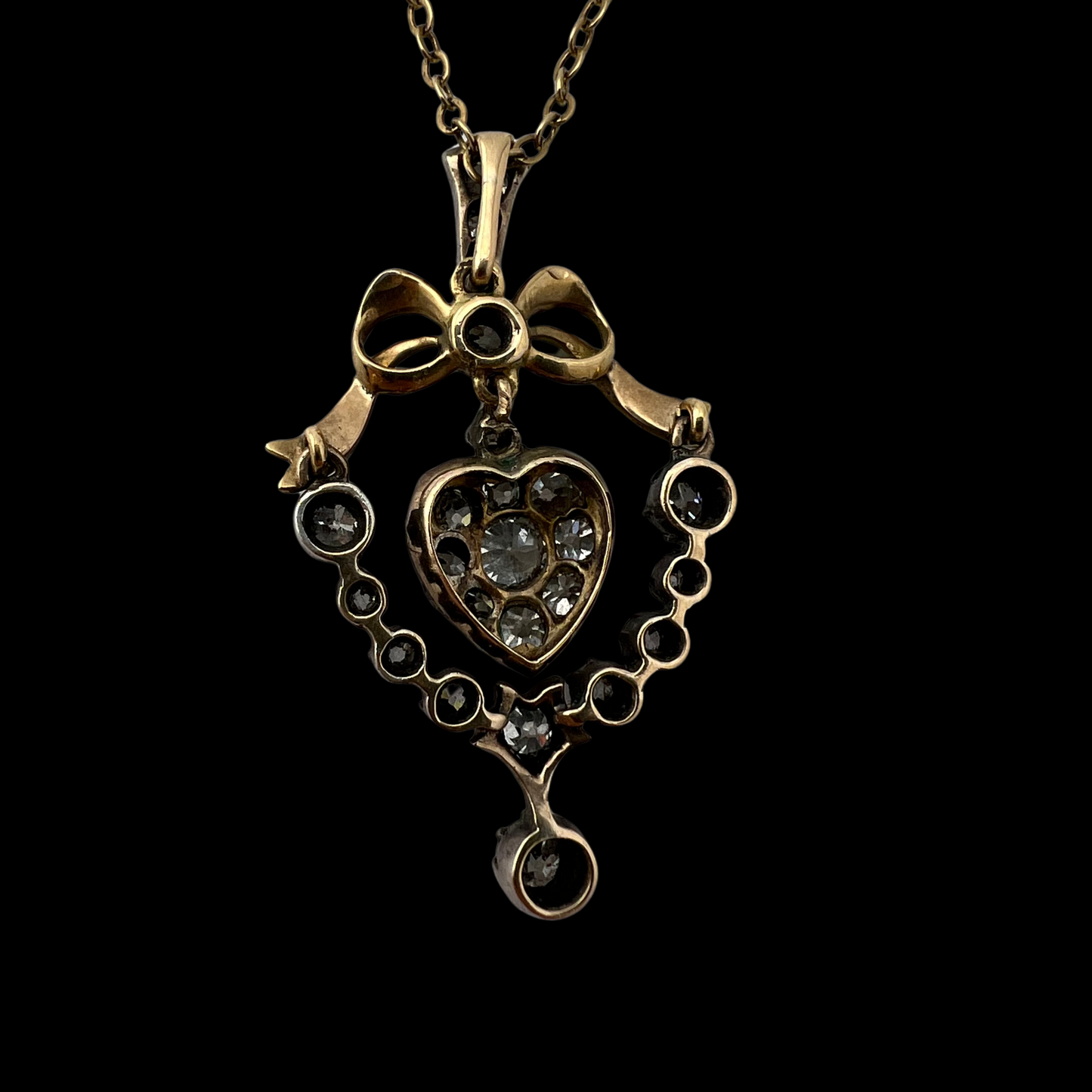 Victorian Floral Diamond & Enamel Necklace