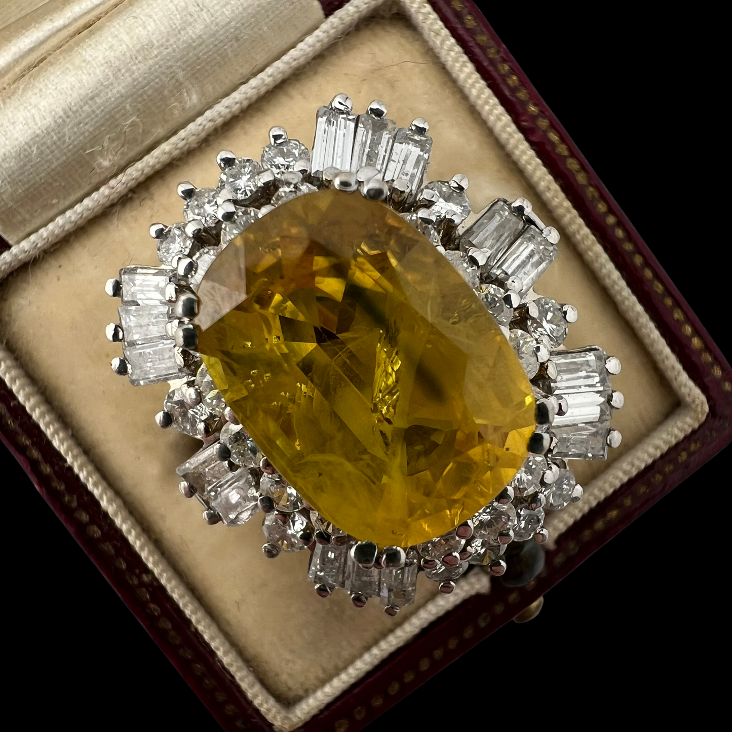 20th C. Yellow Sapphire & Diamond Ring