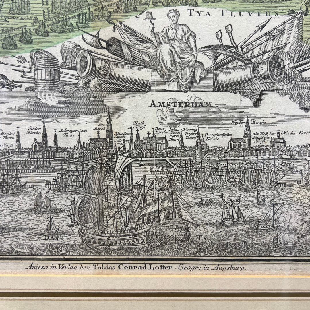 Antique Coloured Map of Amsterdam