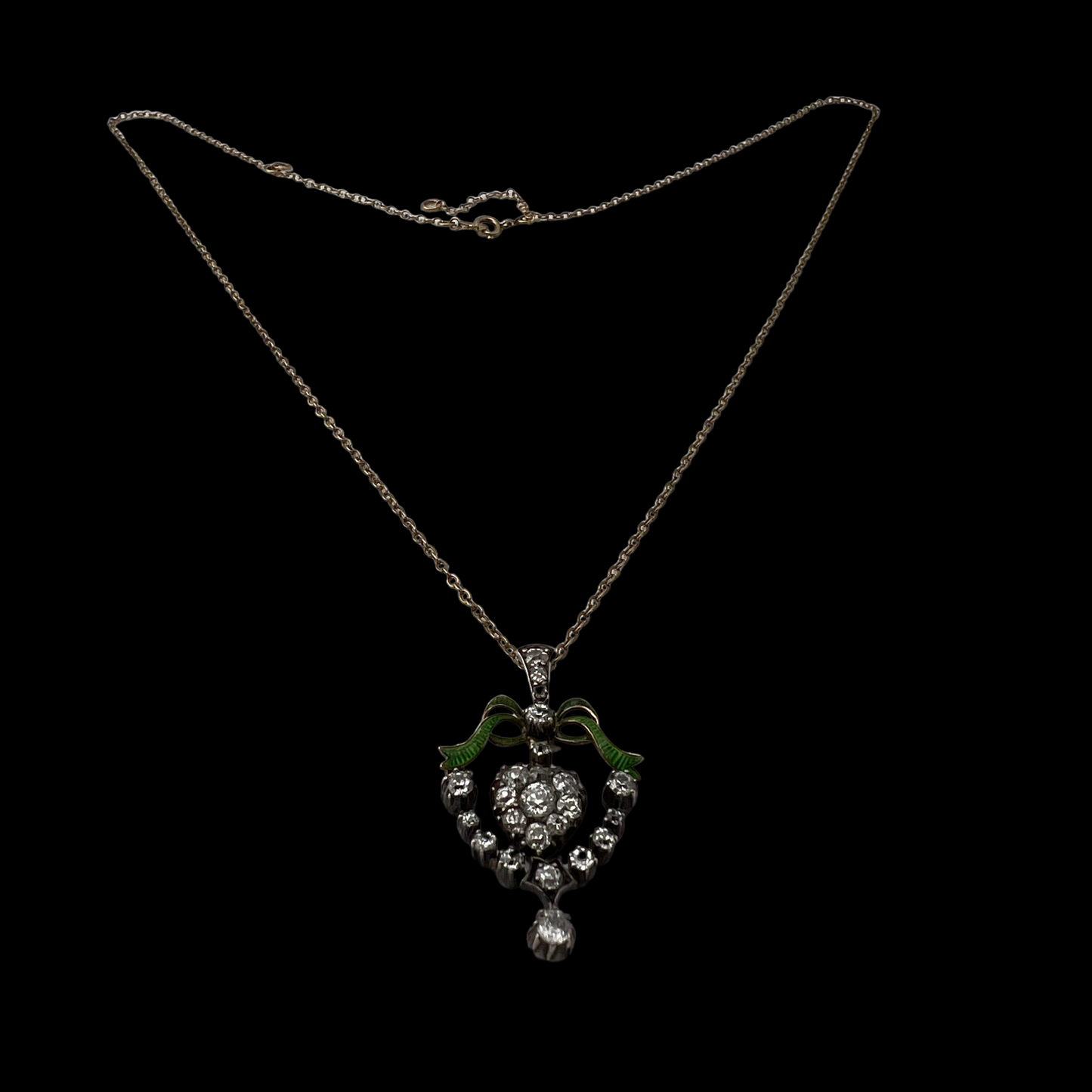 Victorian Floral Diamond & Enamel Necklace