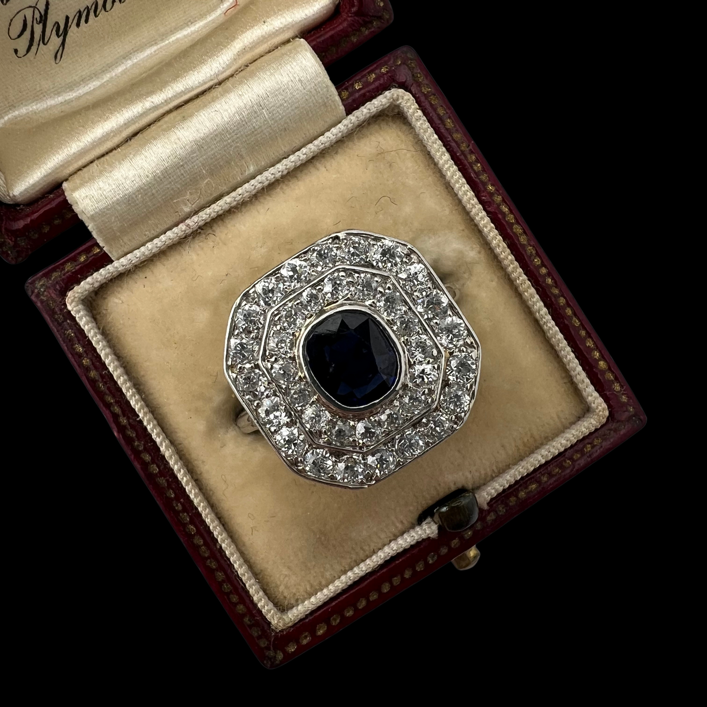 Art Deco Sapphire & Diamond Double Cluster Ring