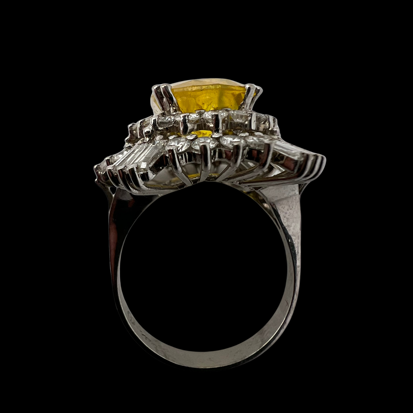 20th C. Yellow Sapphire & Diamond Ring
