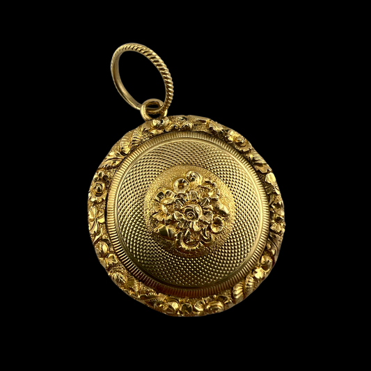 Victorian High Carat Gold Circular Pendant