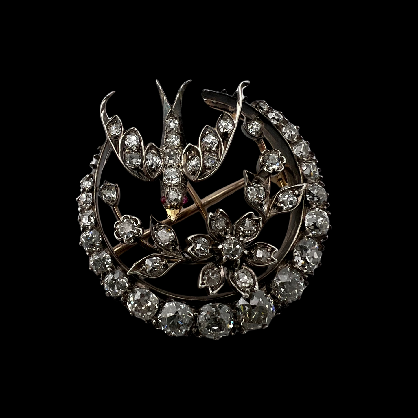 Victorian Diamond Swallow Brooch