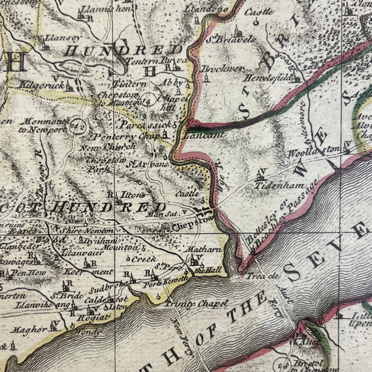 Antique Coloured Map of Gloucester & Monmouth