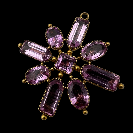 Georgian Pink Topaz Star Brooch/Pendant