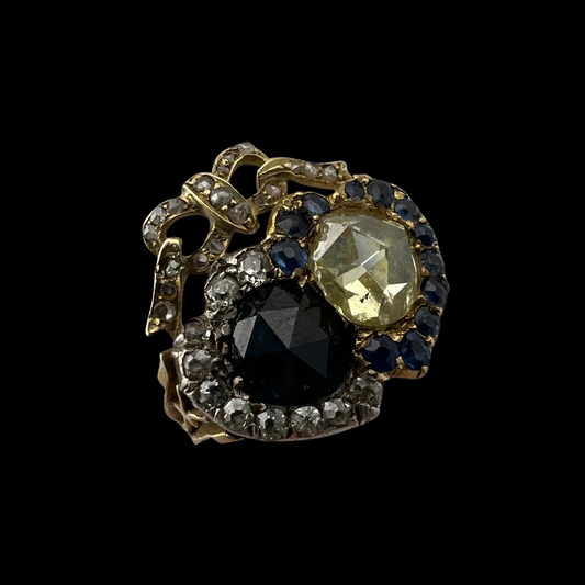 Victorian Sapphire & Diamond Double Heart Ring