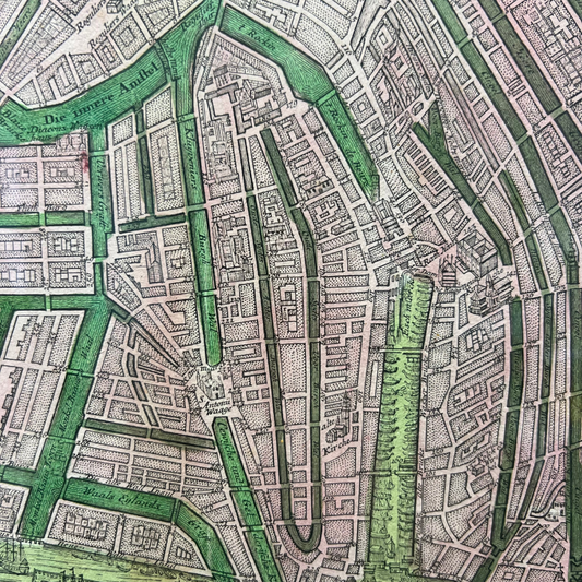 Antique Coloured Map of Amsterdam