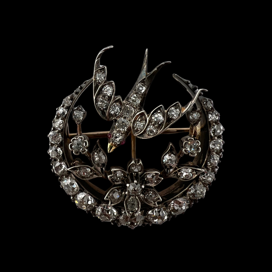 Victorian Diamond Swallow Brooch