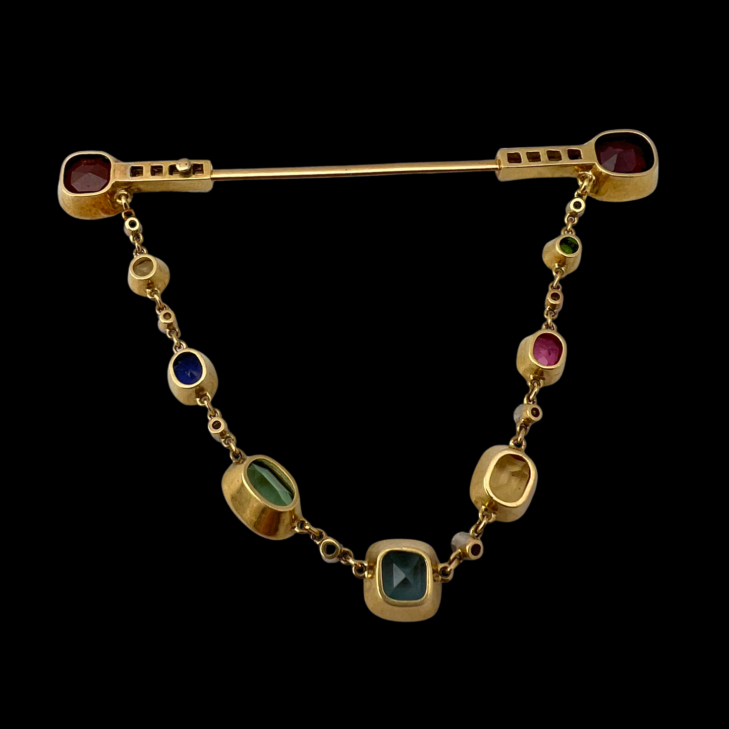 Victorian Multi-Gem Hanging Brooch