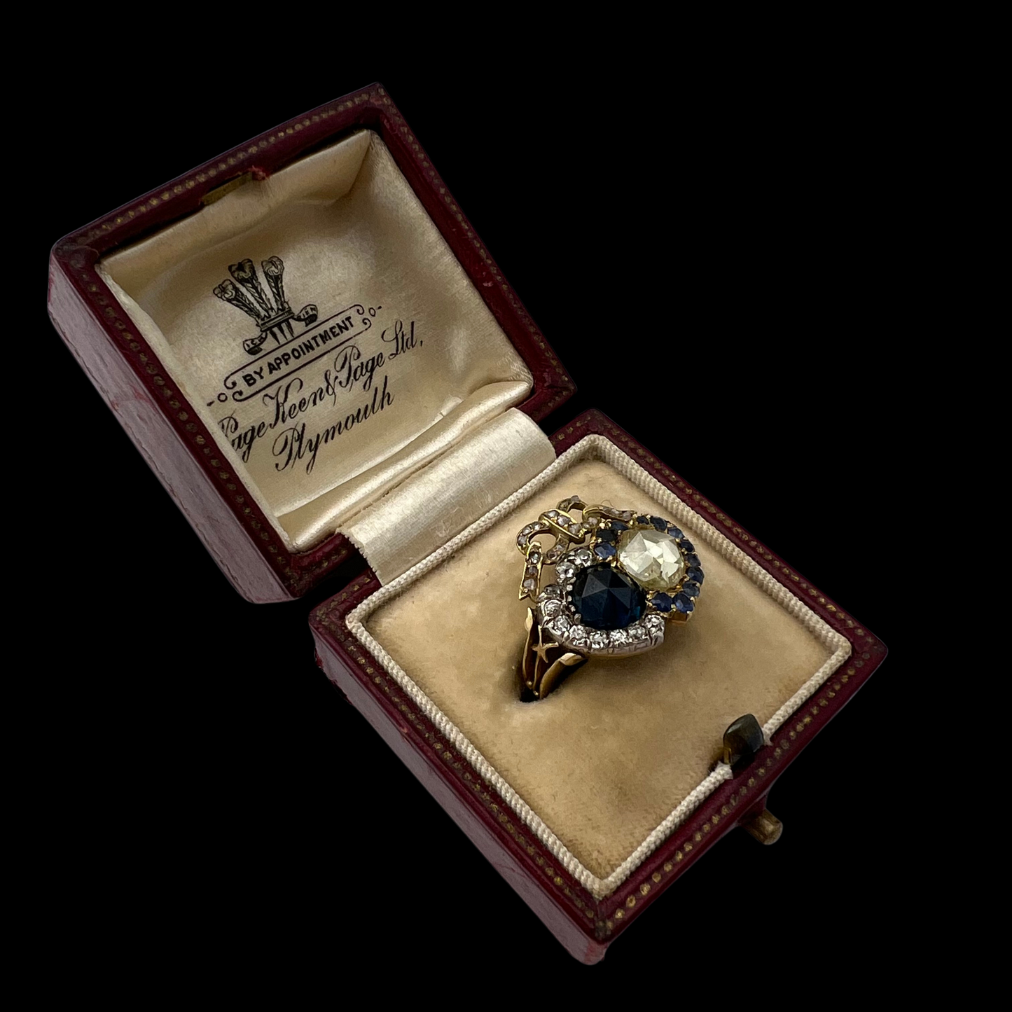 Victorian Sapphire & Diamond Double Heart Ring