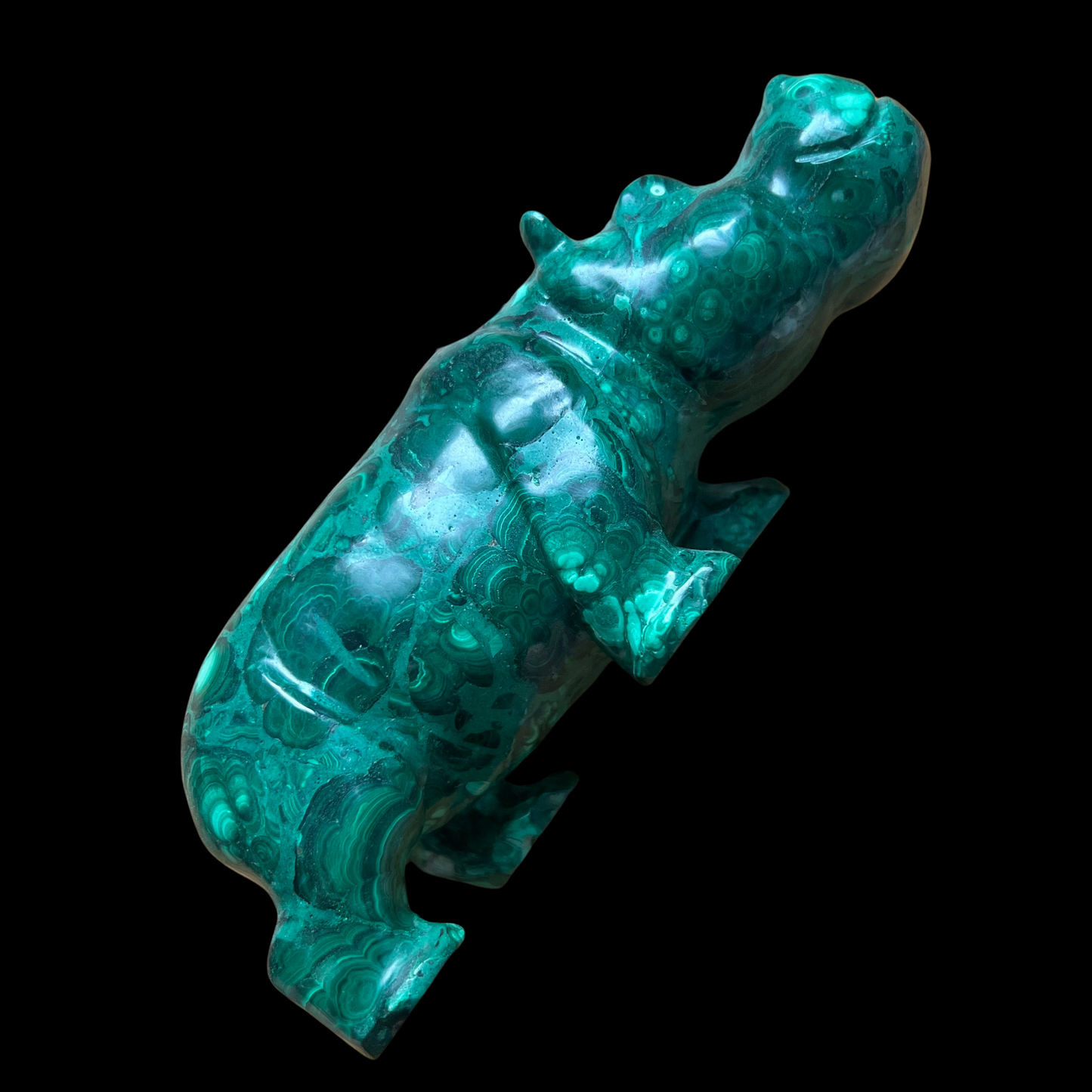 Malachite Carved Hippopotamus