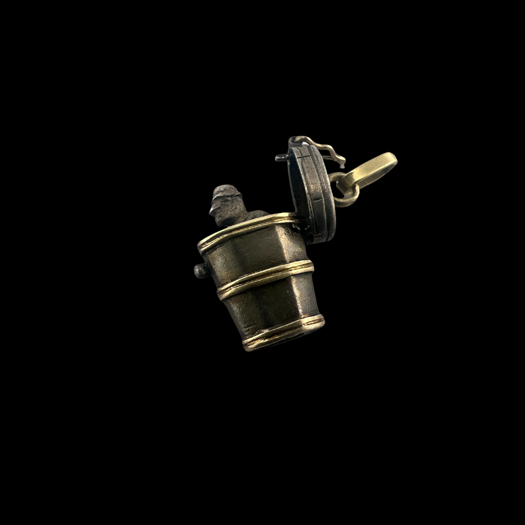 Victorian Gold and Silver Chimney Sweep/Man in Barrel Charm/Pendant