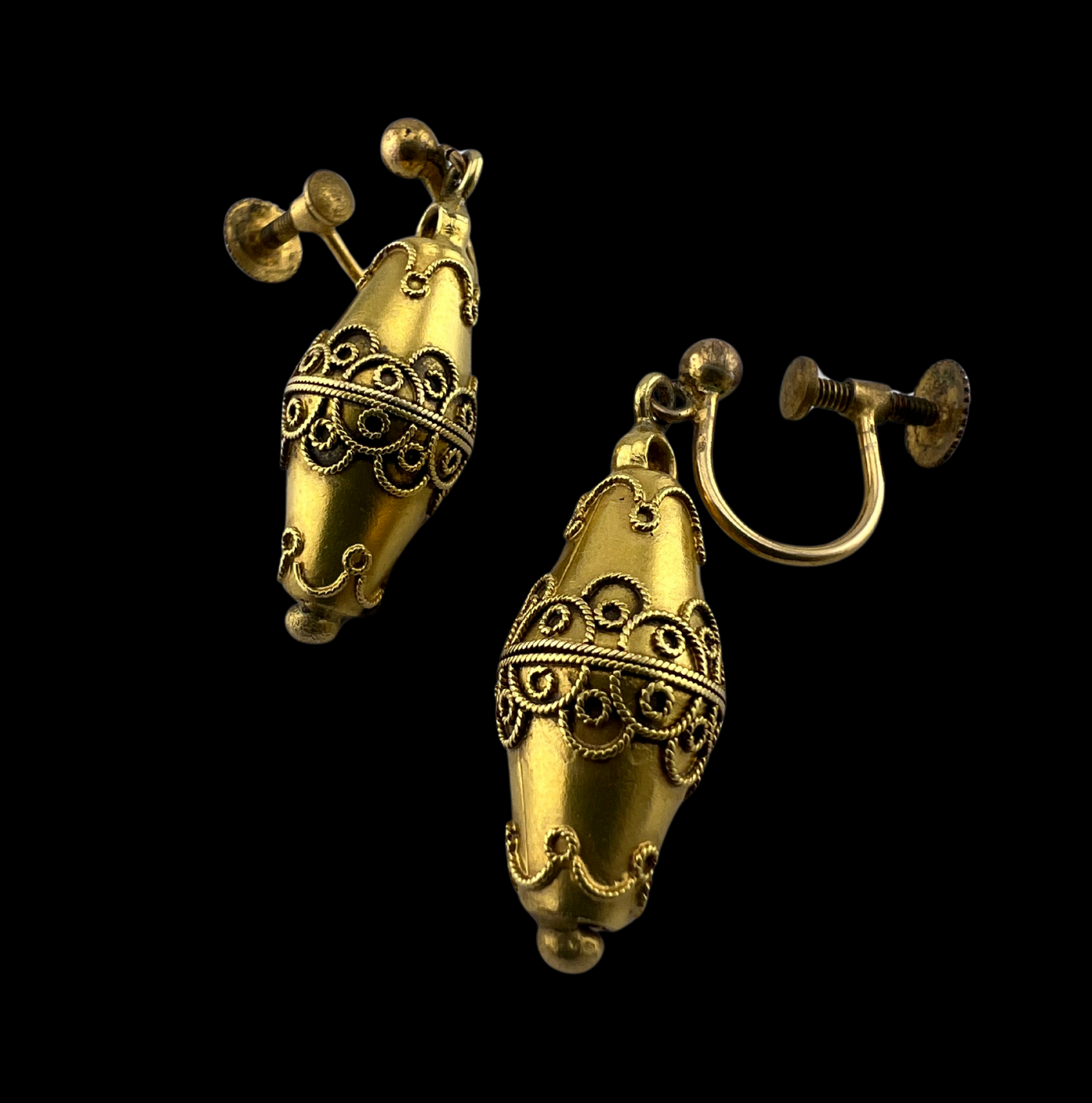 Antique Etruscan Revival Gold Earrings