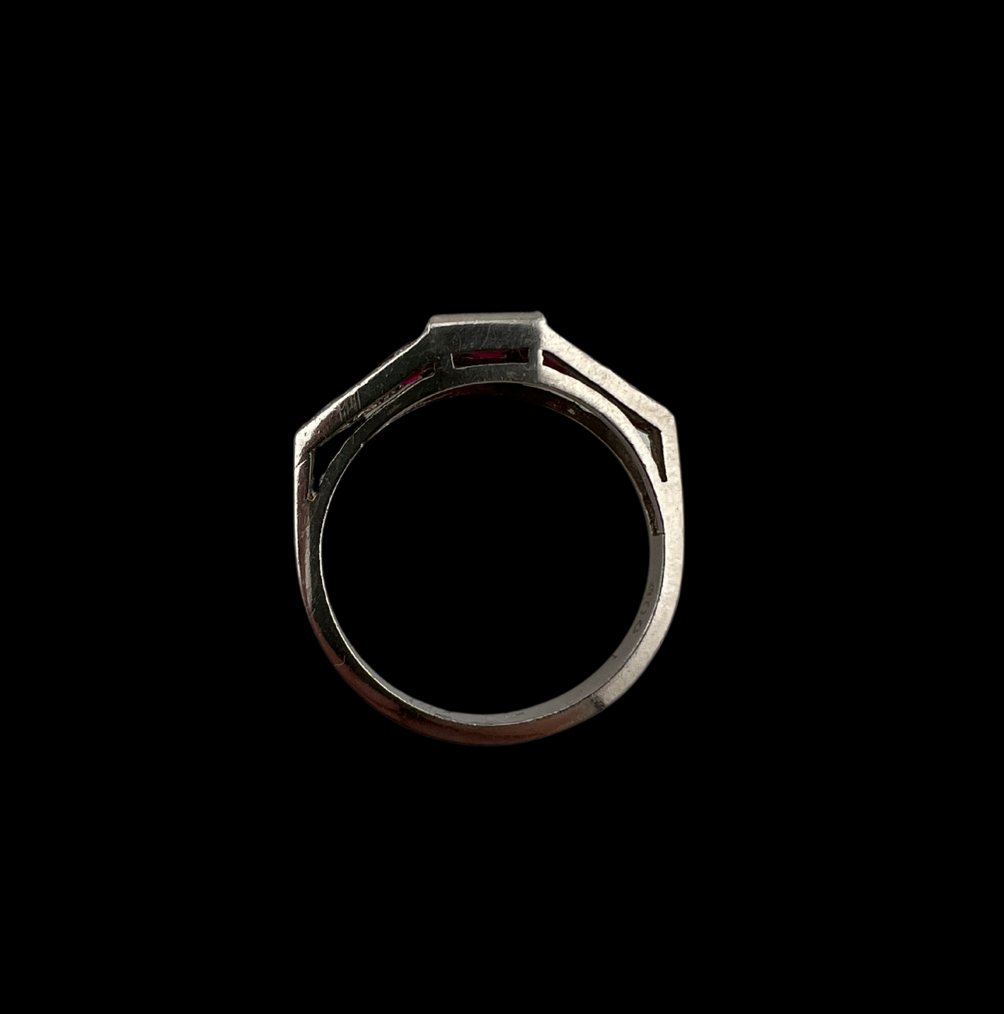 Vintage Art Deco Platinum, Ruby and Diamond Ring
