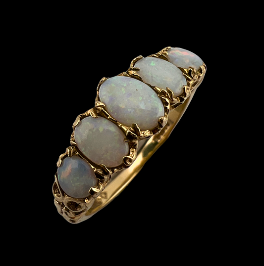 9ct Gold and Opal Five Stone Ring