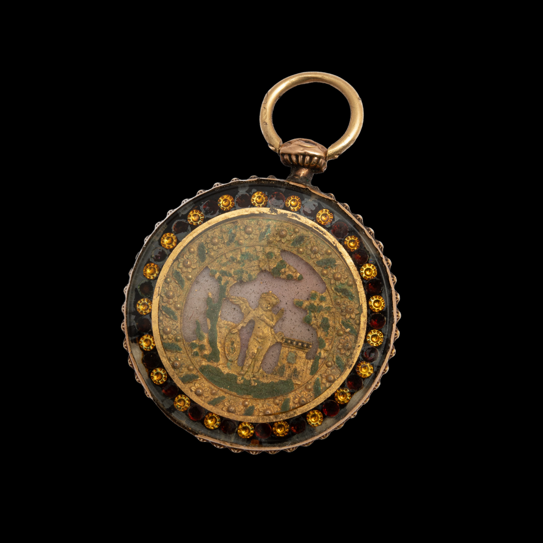 Gold & Enamel Cherub Locket